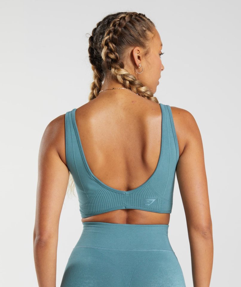 Gymshark Rest Day Seamless Bralette Sport Bh Damen Blau | 73049ETVK