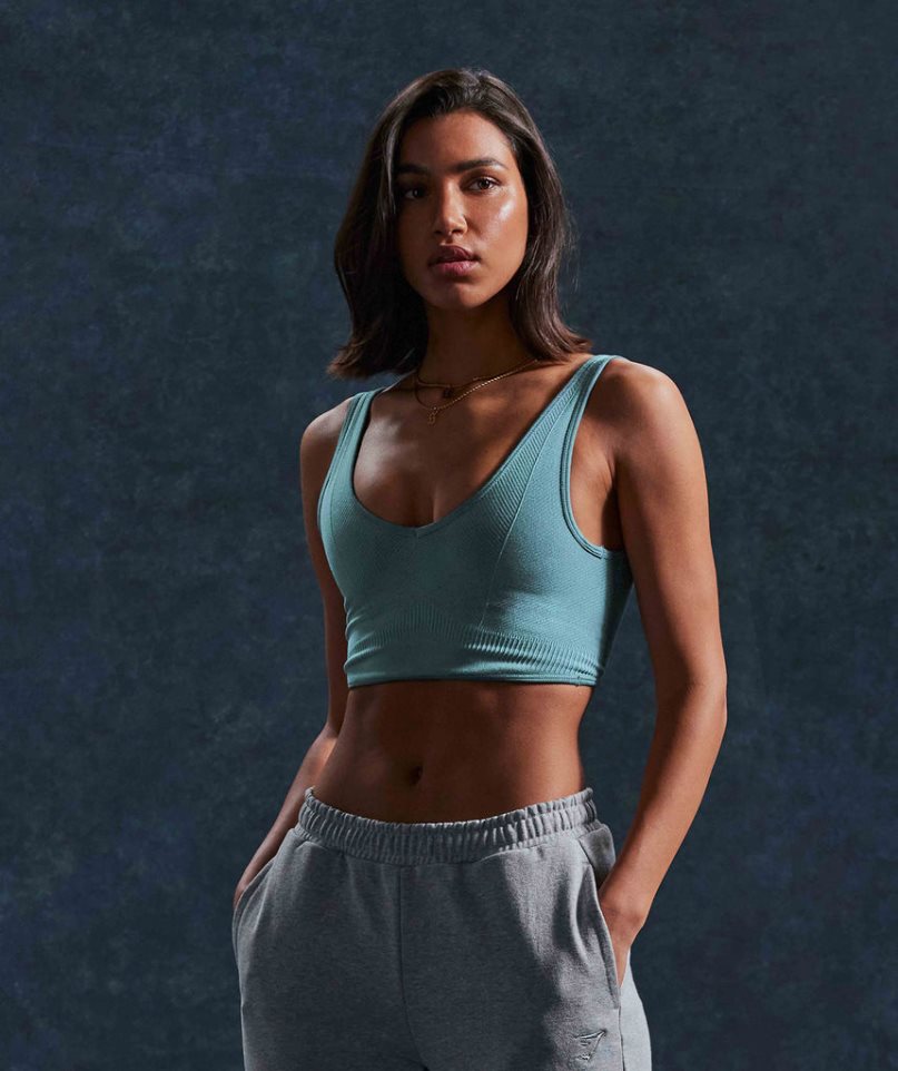 Gymshark Rest Day Seamless Bralette Sport Bh Damen Blau | 73049ETVK