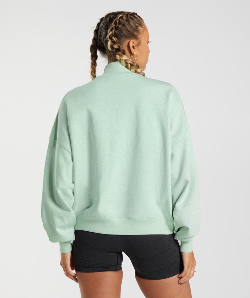 Gymshark Rest Day Sweats 1/2 Zip Sweatshirts Damen Mintfarben | 43982PCKV