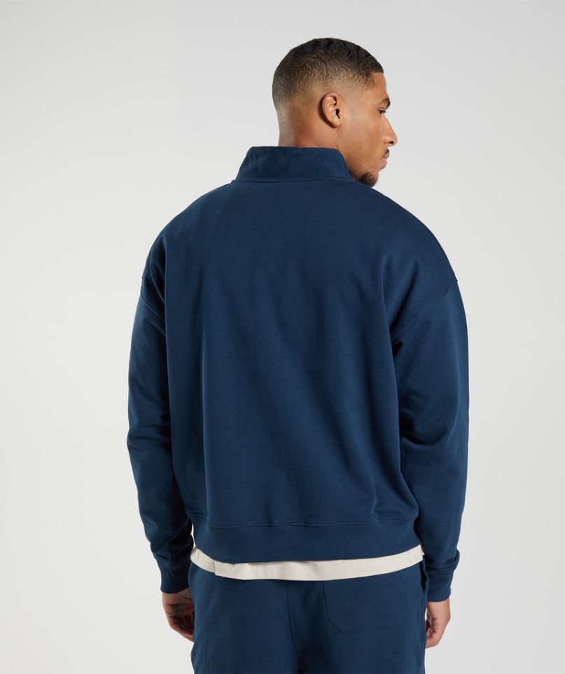 Gymshark Rest Day Sweats 1/4 Zip Sweatshirts Herren Navy | 23519WYZF