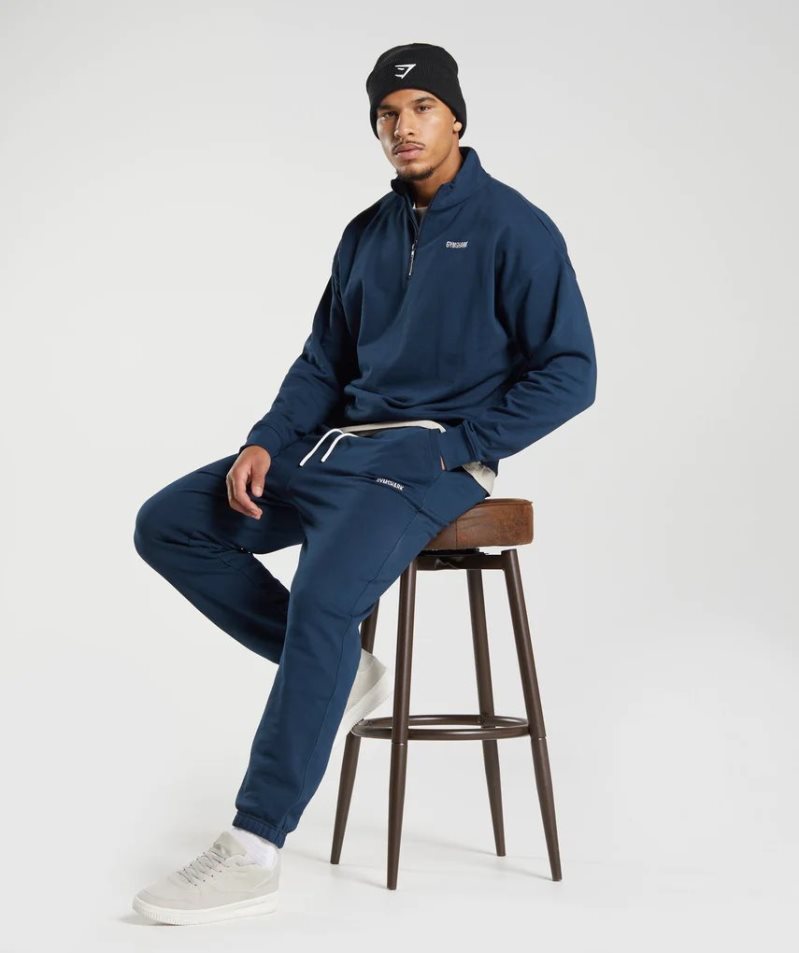 Gymshark Rest Day Sweats 1/4 Zip Sweatshirts Herren Navy | 23519WYZF