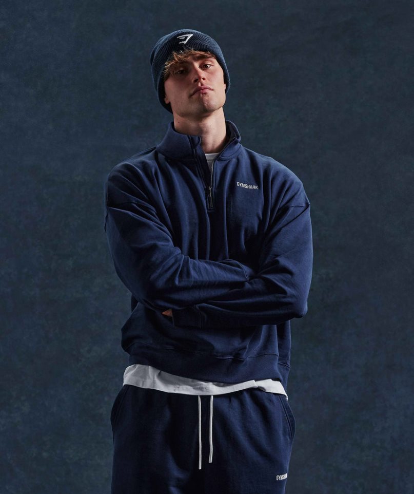 Gymshark Rest Day Sweats 1/4 Zip Sweatshirts Herren Navy | 23519WYZF