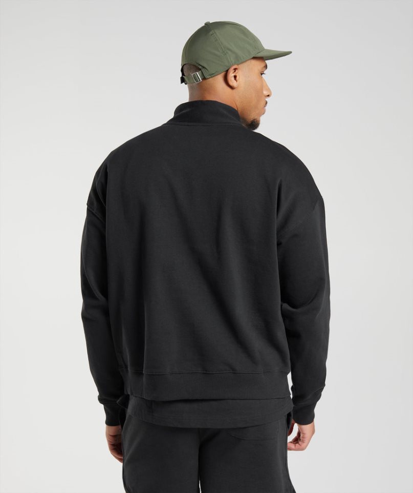 Gymshark Rest Day Sweats 1/4 Zip Sweatshirts Herren Schwarz | 30752OWQZ