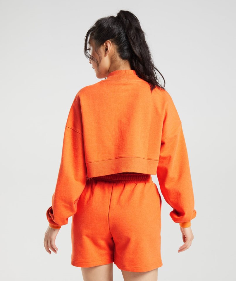 Gymshark Rest Day Sweats Cropped Sweatshirts Damen Orange | 69132HDEP