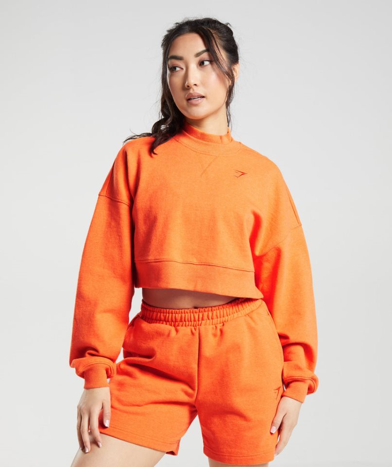 Gymshark Rest Day Sweats Cropped Sweatshirts Damen Orange | 69132HDEP