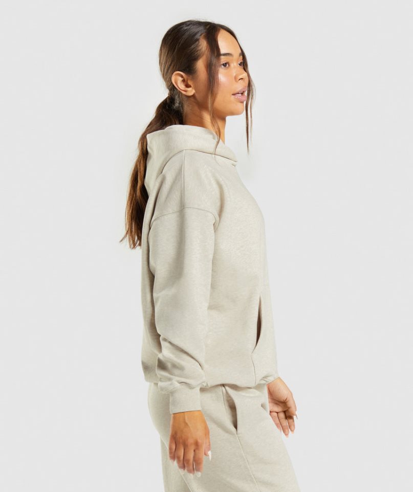 Gymshark Rest Day Sweats Hoodie Damen Beige | 80679EKLG