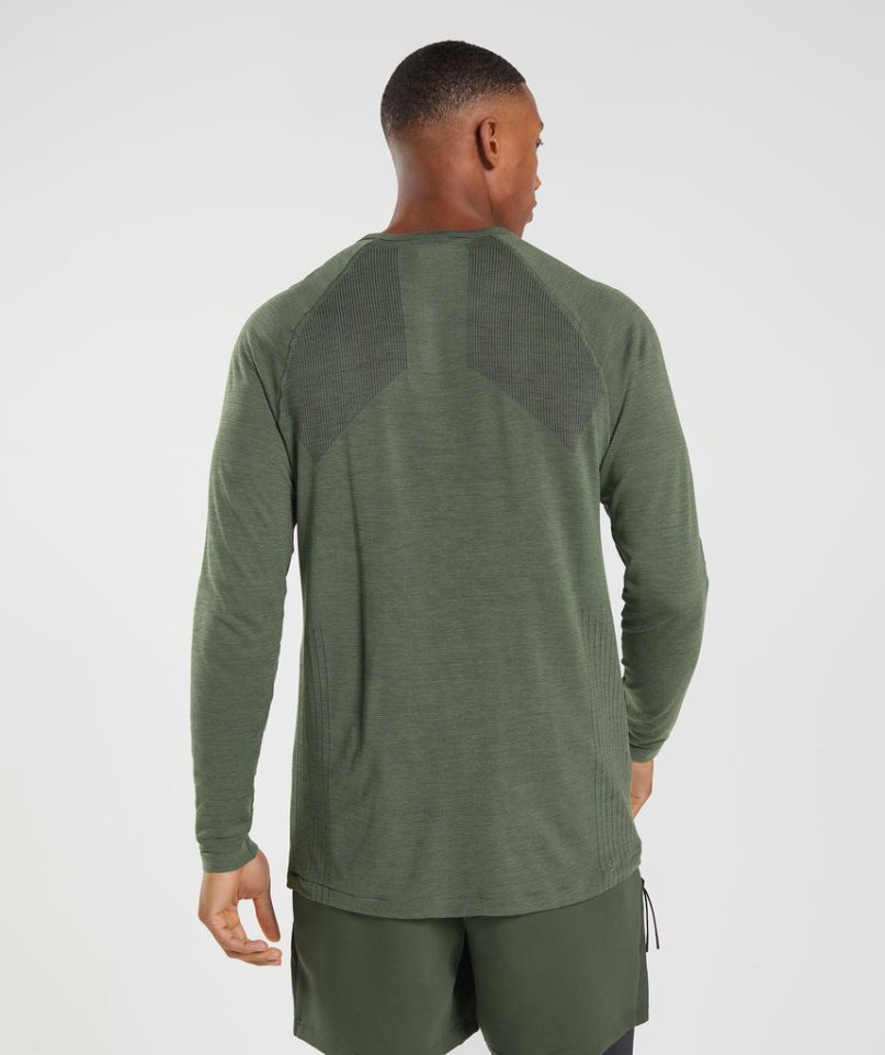 Gymshark Retake Seamless Long Sleeve T-shirts Herren Olivgrün | 13706JHFP