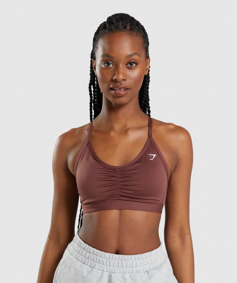 Gymshark Ruched Sport Bh Damen Dunkelbraun | 63570UZMH