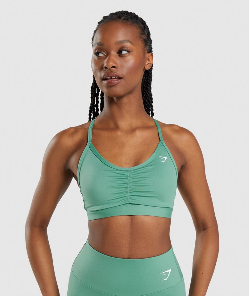 Gymshark Ruched Sport Bh Damen Grün | 20467DTKE