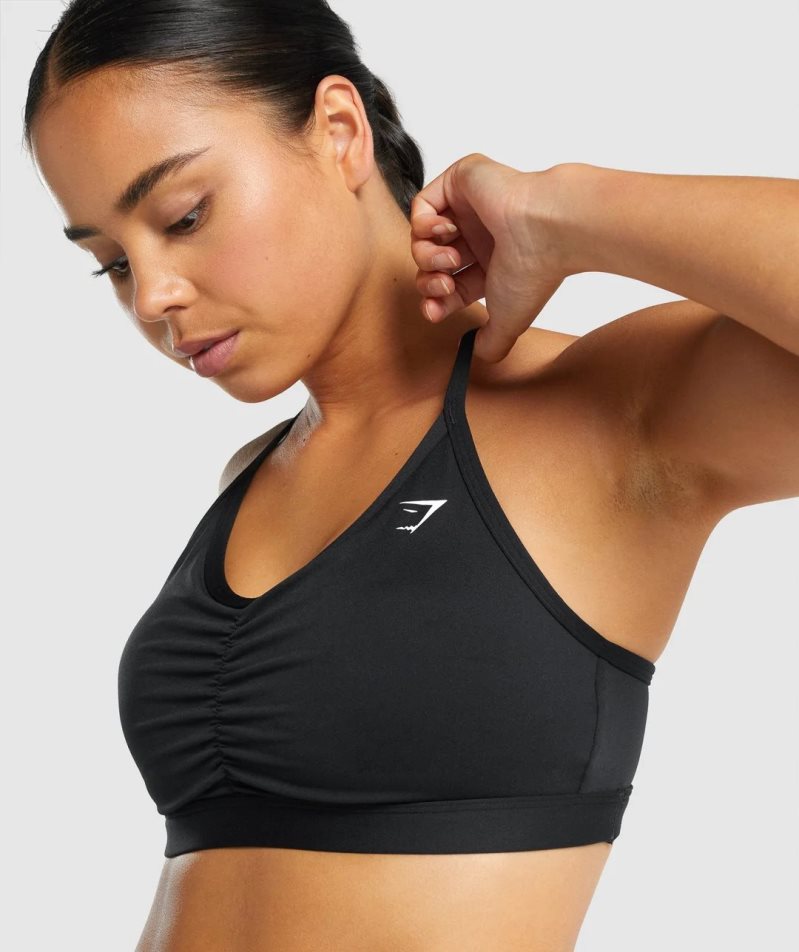 Gymshark Ruched Sport Bh Damen Schwarz | 70429XTOB