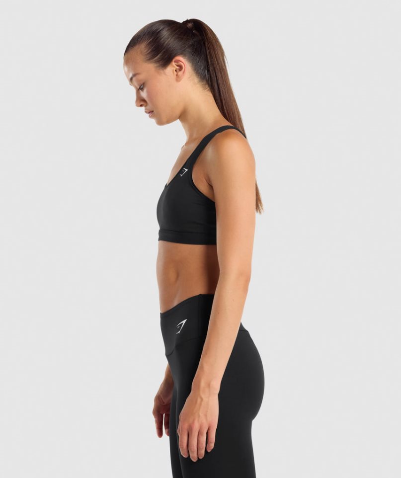 Gymshark Scoop Neck Sport Bh Damen Schwarz | 29061JTIS