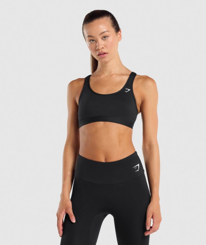 Gymshark Scoop Neck Sport Bh Damen Schwarz | 29061JTIS