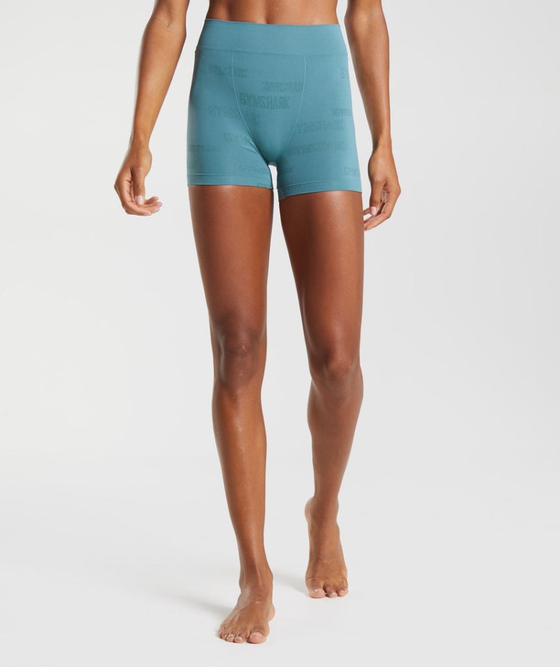 Gymshark Seamless Jacquard Boxers Unterwäsche Damen Blau | 75802YVPR