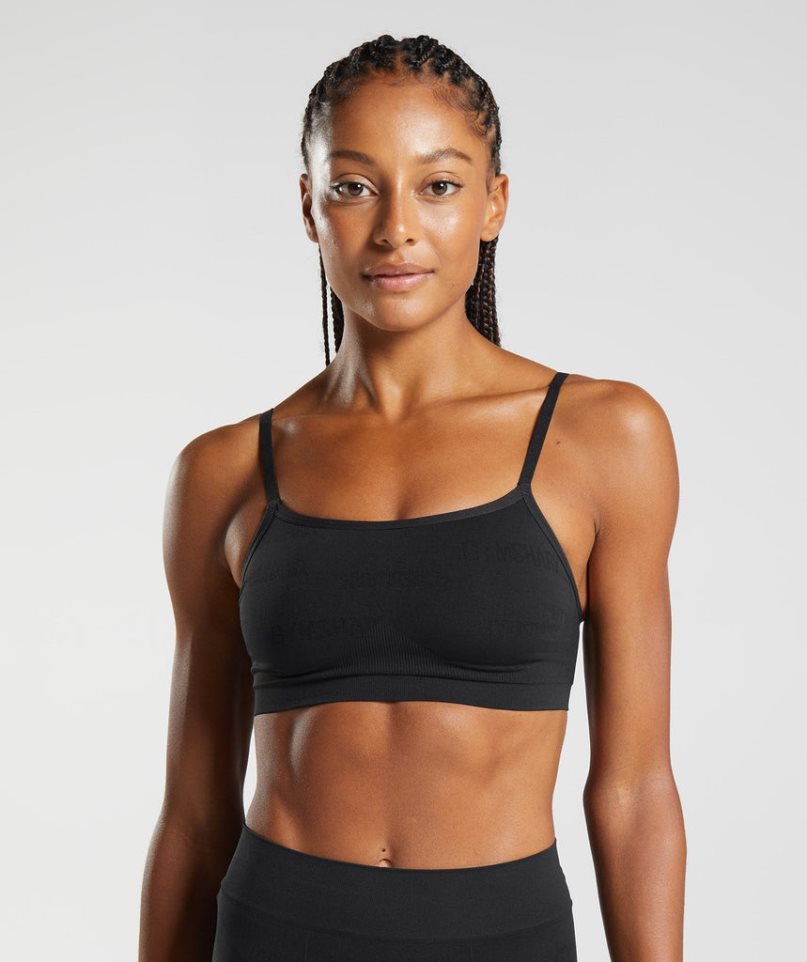 Gymshark Seamless Jacquard Bralette Unterwäsche Damen Schwarz | 12695XCWG