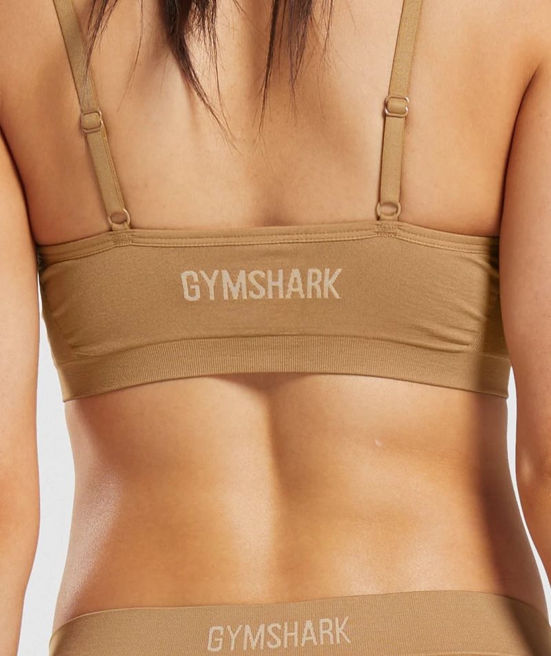 Gymshark Seamless Low Neck Bralette Unterwäsche Damen Hellbraun | 28137JNKZ