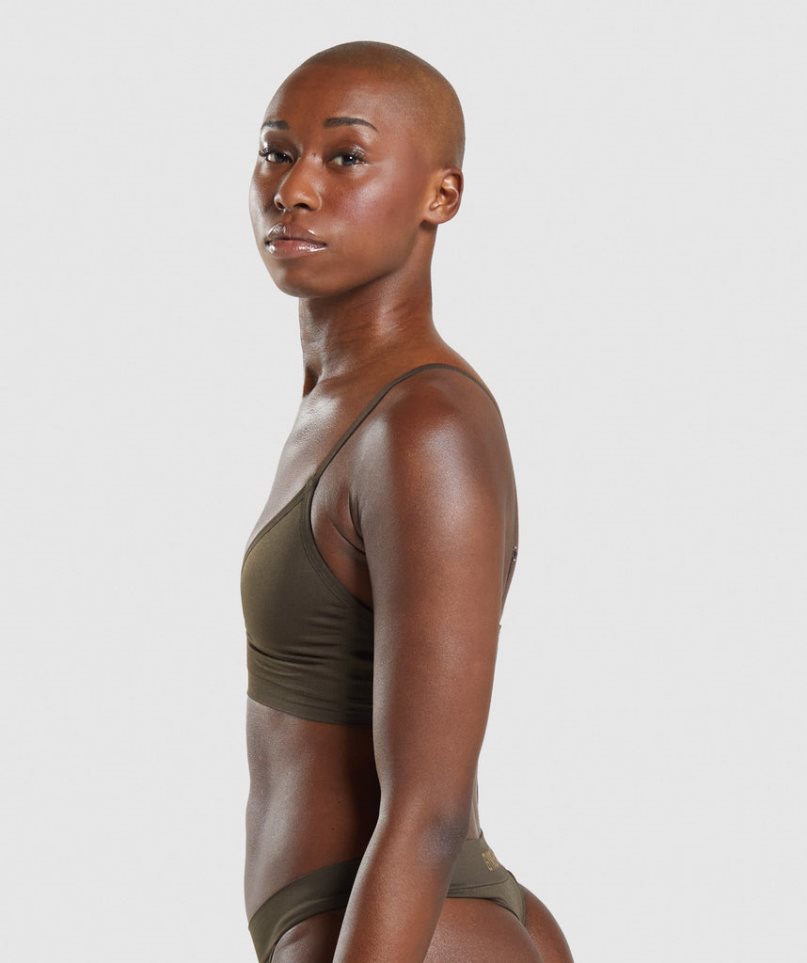 Gymshark Seamless Low Neck Bralette Unterwäsche Damen Braun | 35964TCOY