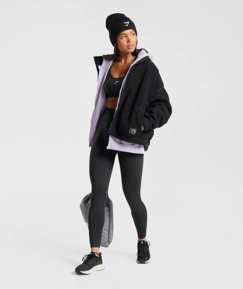 Gymshark Sherpa Jacke Damen Schwarz | 05368NZQK