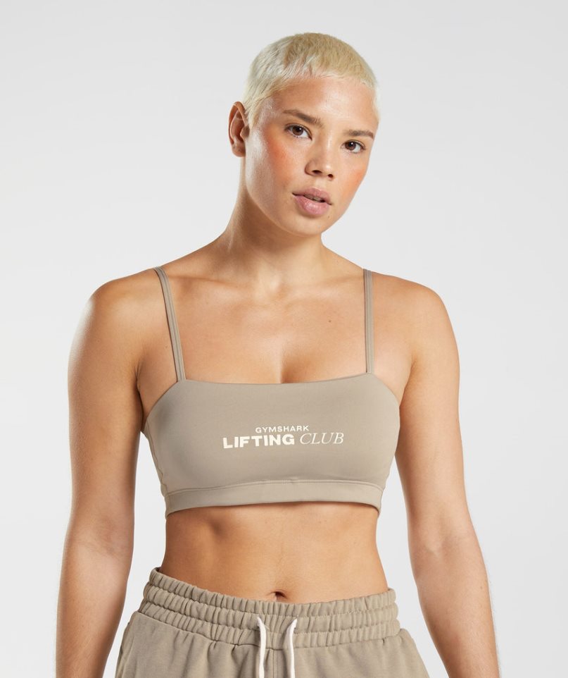 Gymshark Social Club Bandeau Sport Bh Damen Khaki | 78240IWBH