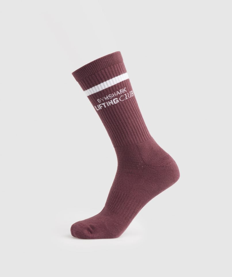 Gymshark Social Club Double Stripe 1pk Socken Bordeaux | 78465ZUSY