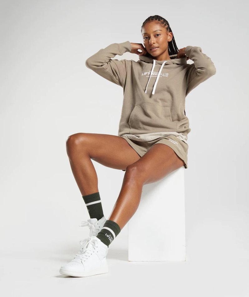 Gymshark Social Club Oversized Hoodie Damen Khaki | 08295UWSC