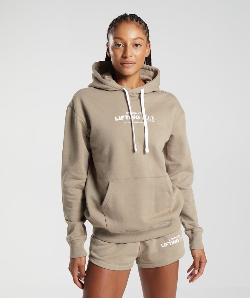 Gymshark Social Club Oversized Hoodie Damen Khaki | 08295UWSC