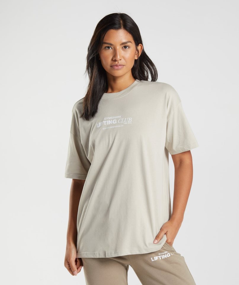 Gymshark Social Club Oversized T-shirts Damen Grau | 31067HGFV