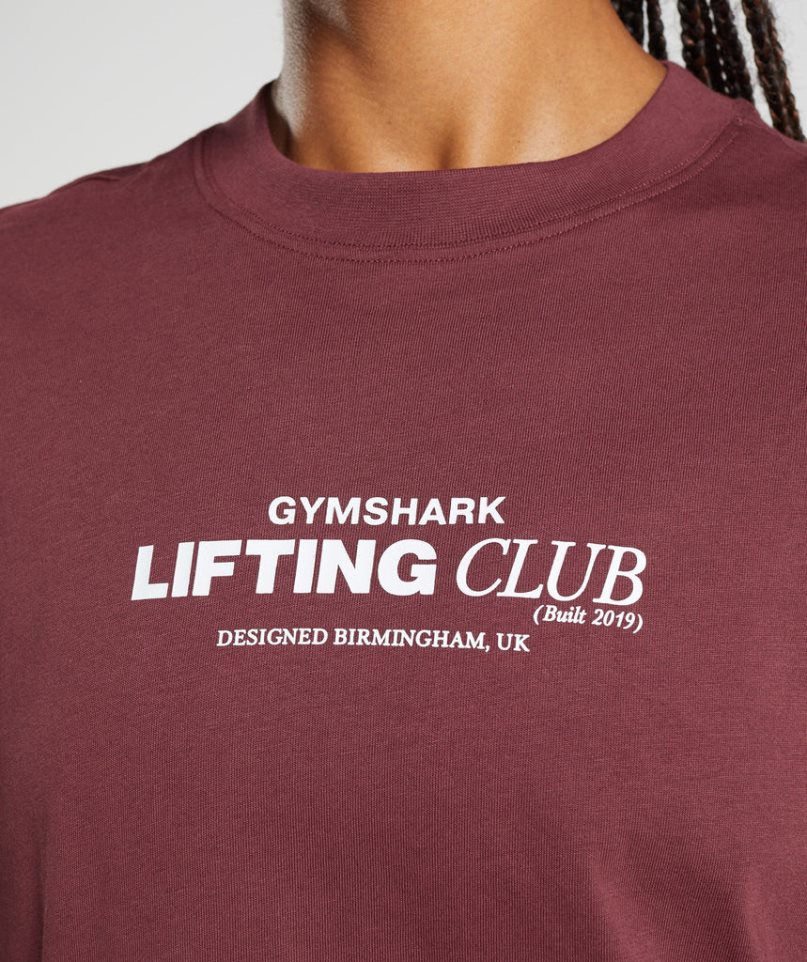 Gymshark Social Club Oversized T-shirts Damen Bordeaux | 43708MLQN