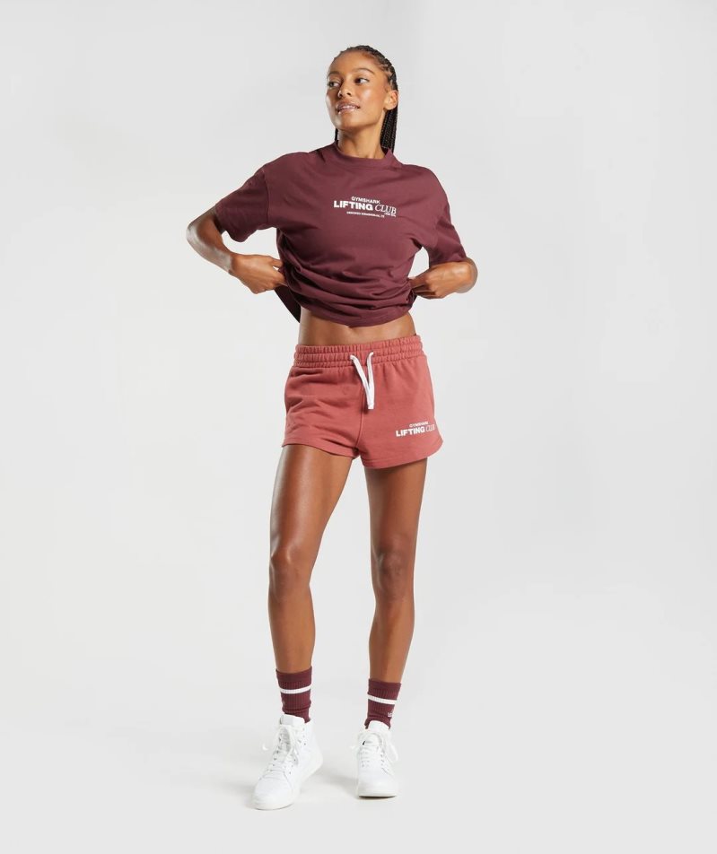 Gymshark Social Club Oversized T-shirts Damen Bordeaux | 43708MLQN