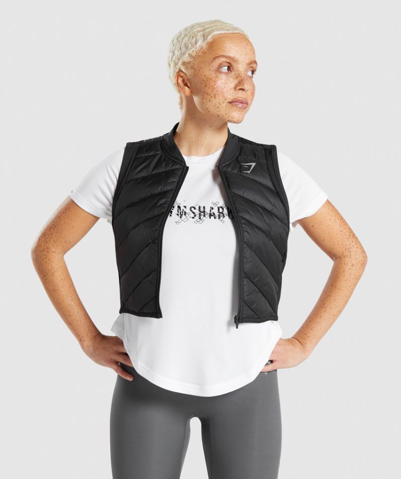 Gymshark Speed Gilet Jacke Damen Schwarz | 52843UFMX