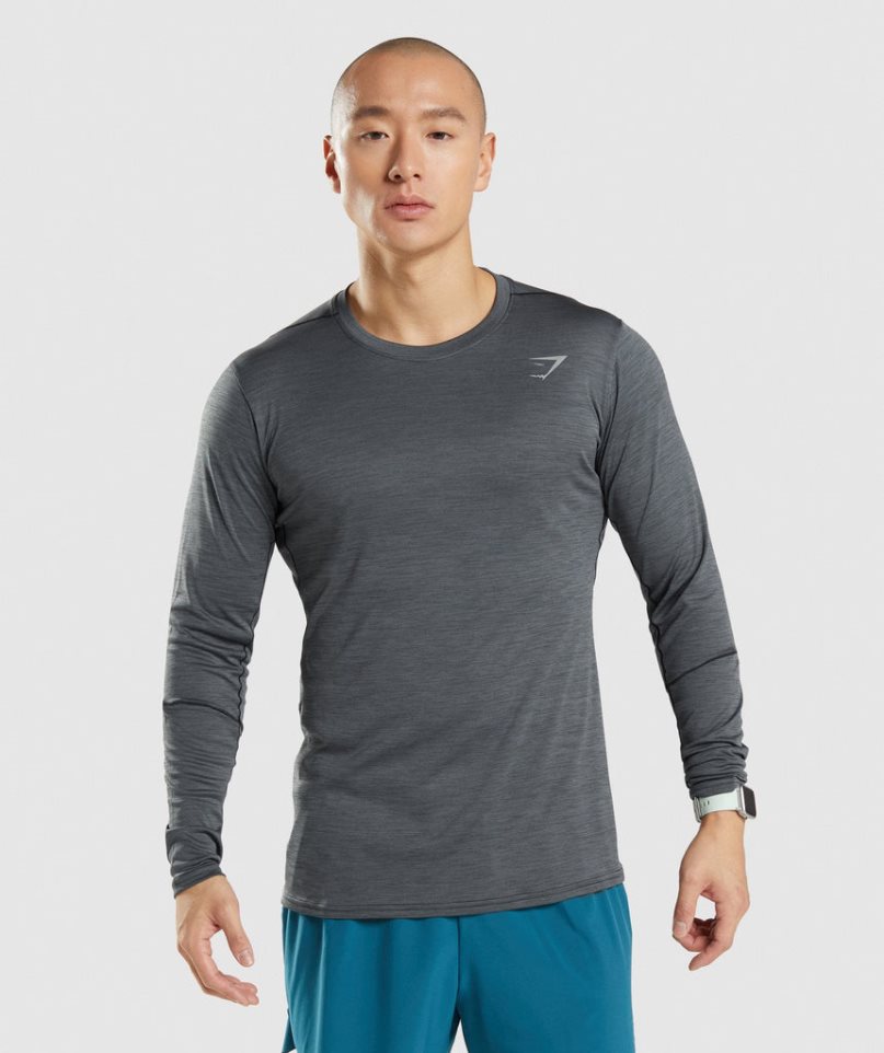 Gymshark Speed Long Sleeve T-shirts Herren Dunkelgrau | 97253VUTO