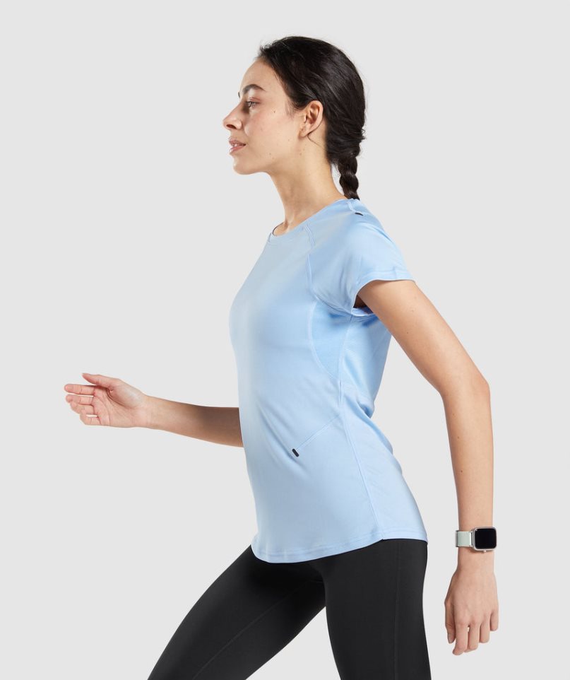 Gymshark Speed T-shirts Damen Blau | 15037VJIH