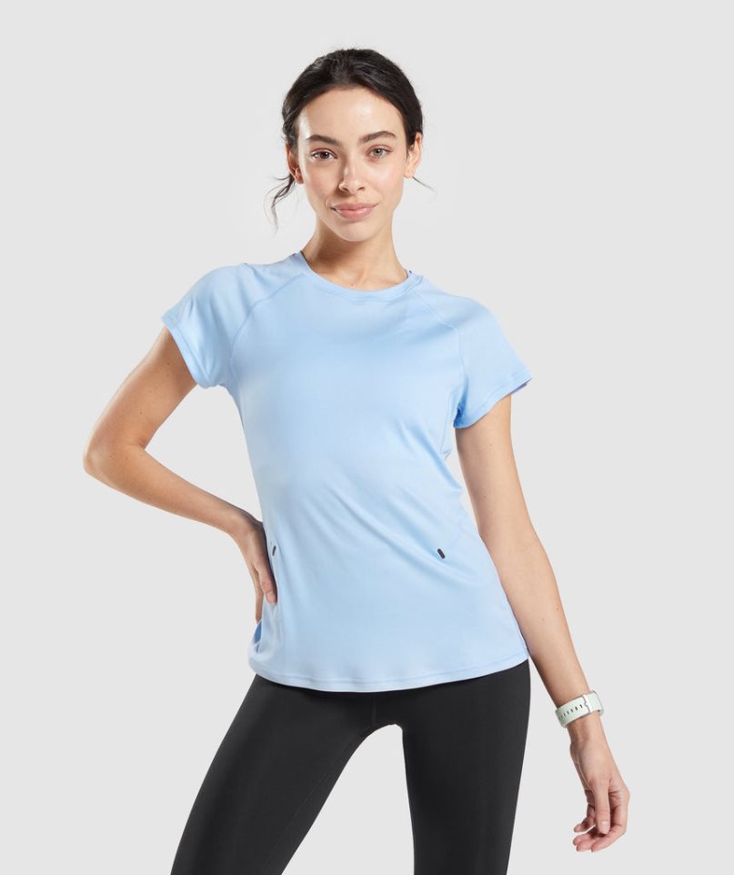 Gymshark Speed T-shirts Damen Blau | 15037VJIH