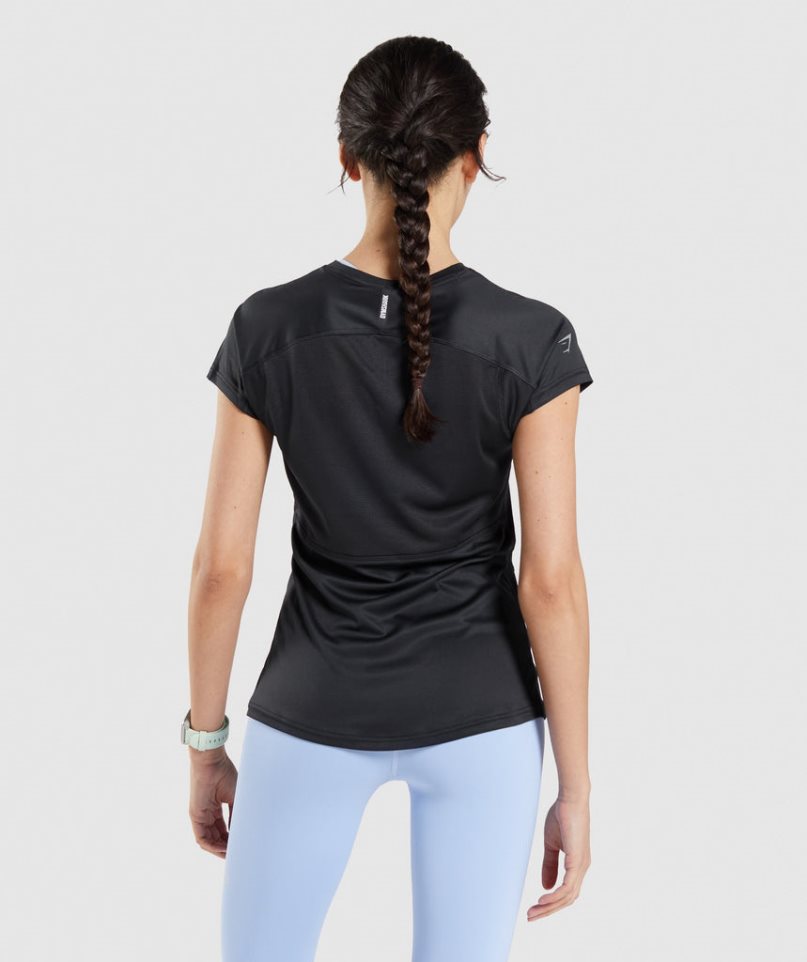 Gymshark Speed T-shirts Damen Schwarz | 68209FRZI