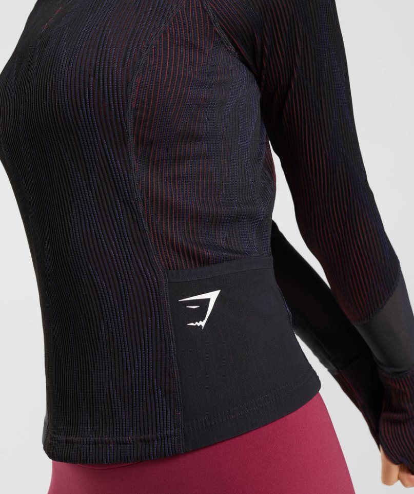 Gymshark Sport 1/4 Zip Sweatshirts Damen Schwarz | 15962GOTK