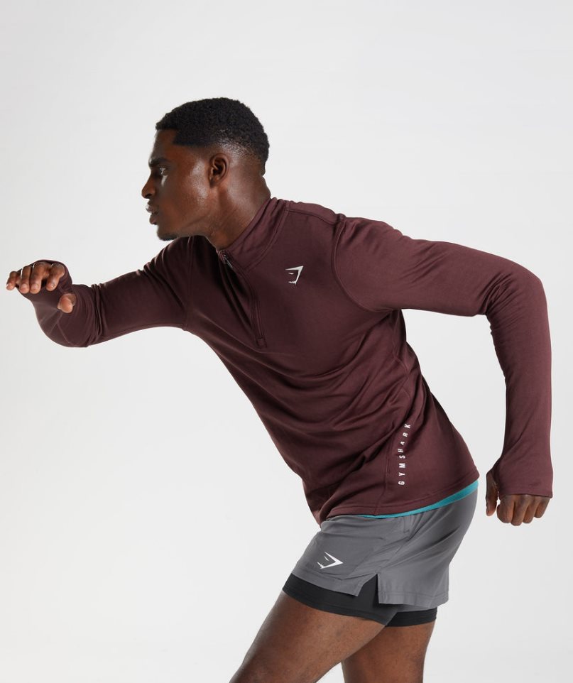 Gymshark Sport 1/4 Zip Sweatshirts Herren Bordeaux | 54692PUET