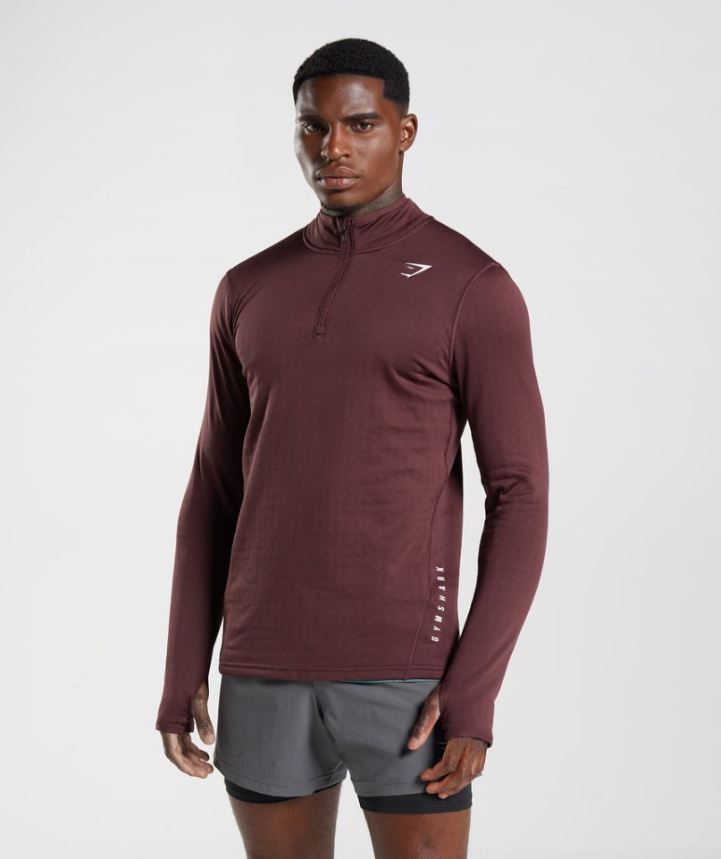 Gymshark Sport 1/4 Zip Sweatshirts Herren Bordeaux | 54692PUET