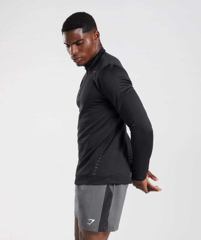 Gymshark Sport 1/4 Zip Sweatshirts Herren Schwarz | 60215IUSN