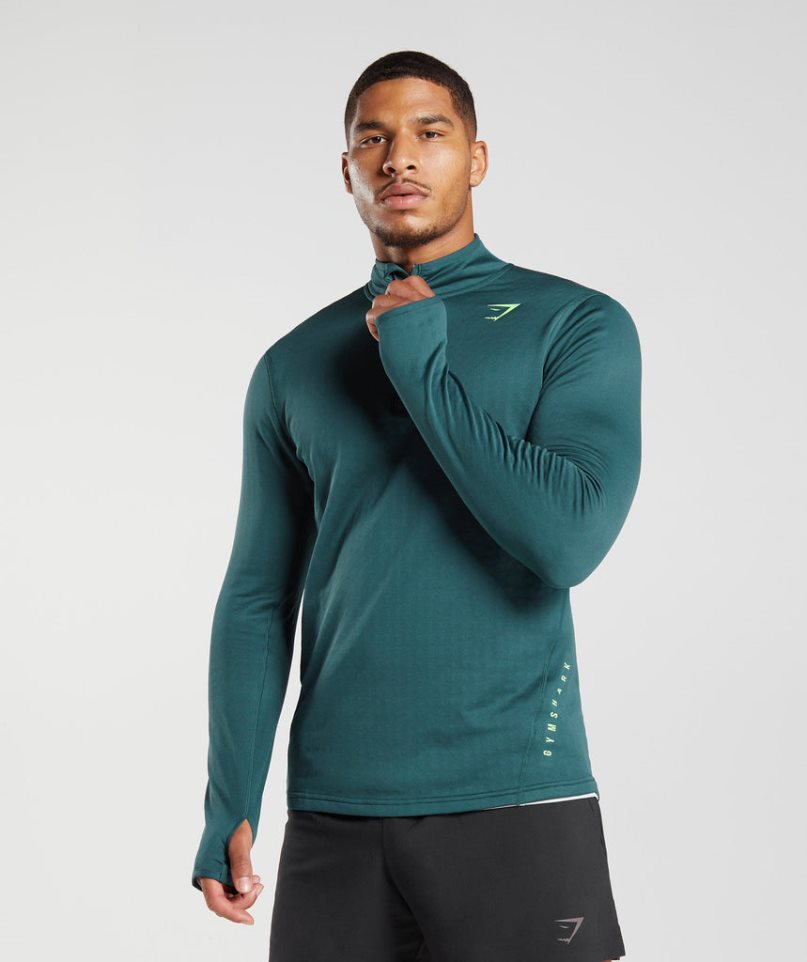 Gymshark Sport 1/4 Zip Sweatshirts Herren Türkis | 98157XFIU