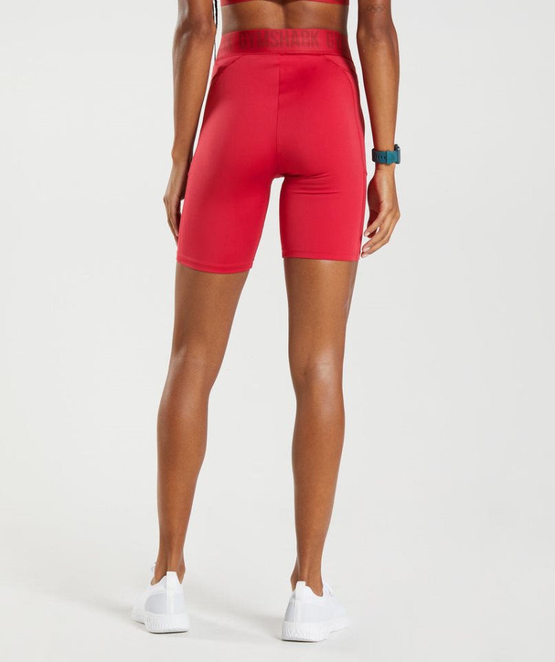 Gymshark Sport Brandmark Cycling Kurze Hose Damen Rot | 63549MVHQ