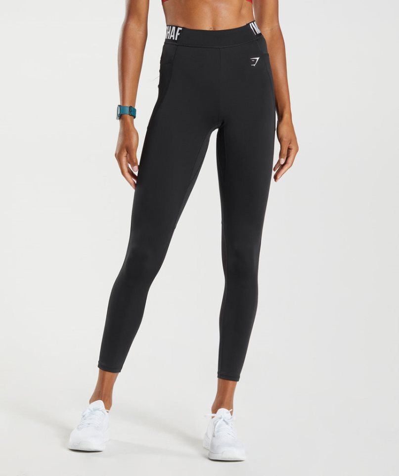 Gymshark Sport Brandmark Leggings Damen Schwarz | 18095UNSH