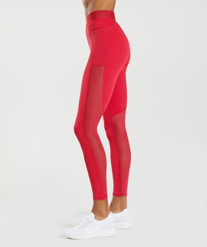 Gymshark Sport Brandmark Leggings Damen Rot | 47680TMXI