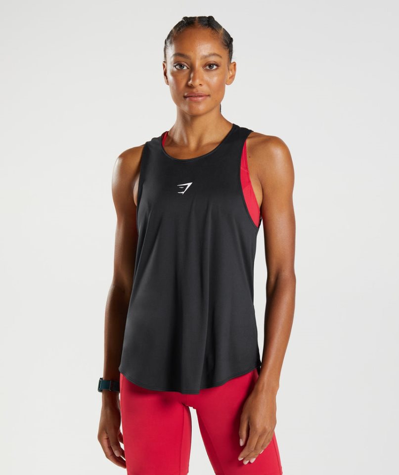 Gymshark Sport Brandmark Muskelshirt Damen Schwarz | 74305OPCB