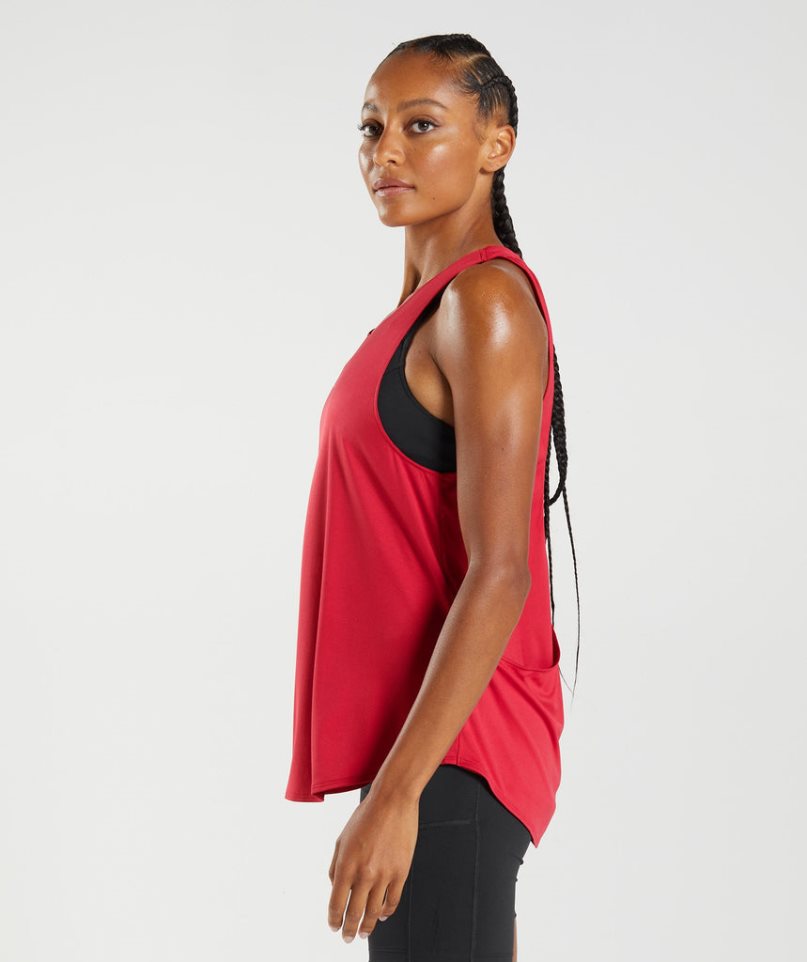 Gymshark Sport Brandmark Muskelshirt Damen Rot | 82714MBLD