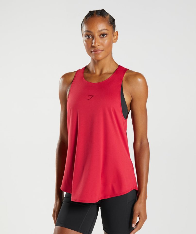 Gymshark Sport Brandmark Muskelshirt Damen Rot | 82714MBLD