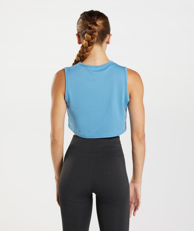 Gymshark Sport Crop Muskelshirt Damen Blau | 19735CBOR