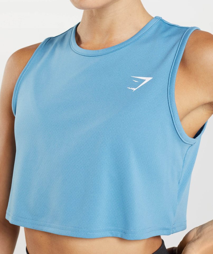 Gymshark Sport Crop Muskelshirt Damen Blau | 19735CBOR