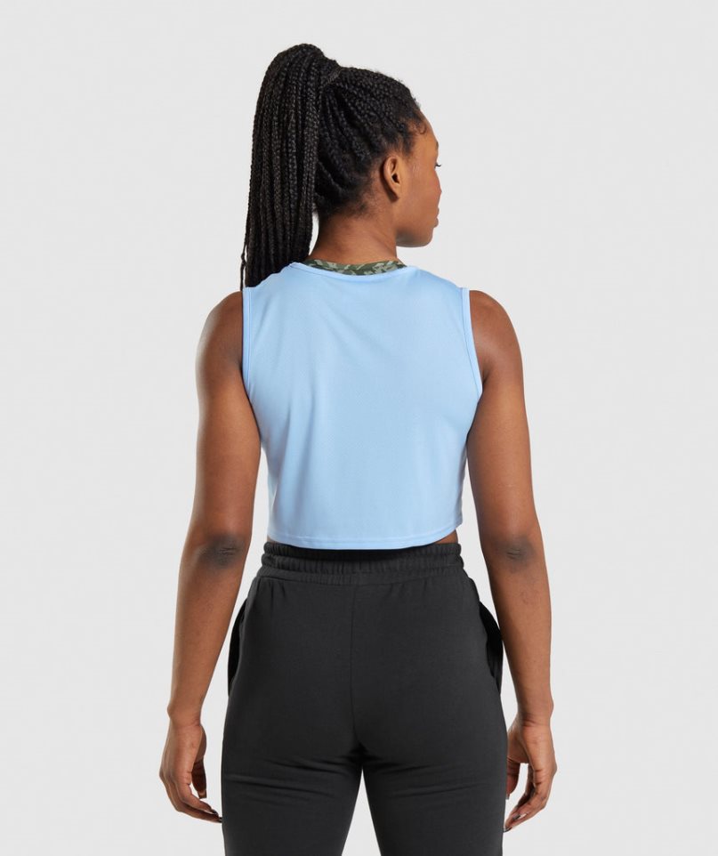 Gymshark Sport Crop Muskelshirt Damen Blau | 41528EZAT