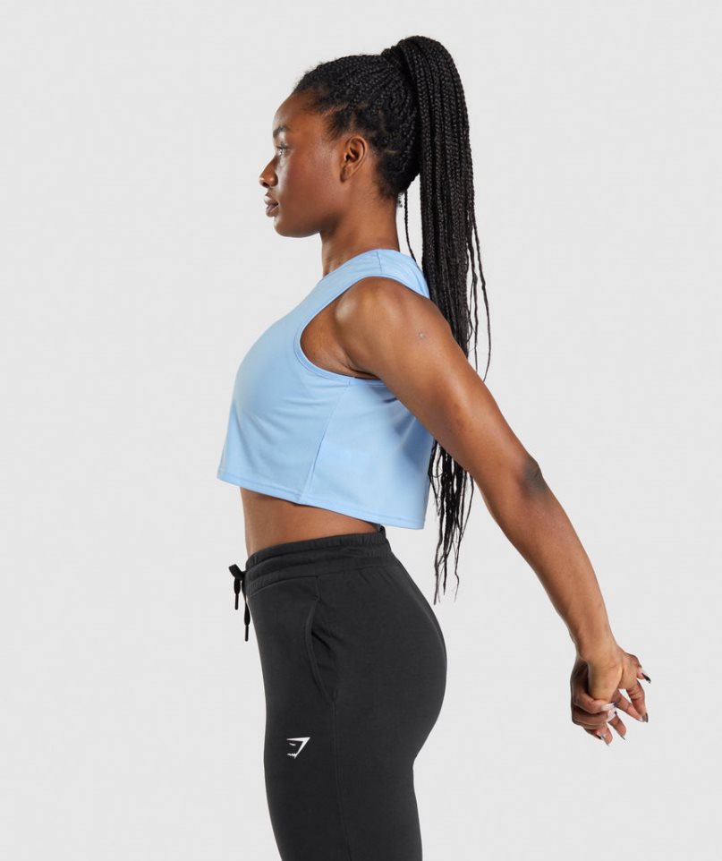 Gymshark Sport Crop Muskelshirt Damen Blau | 41528EZAT