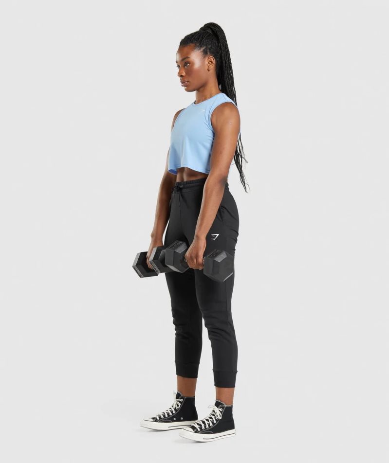 Gymshark Sport Crop Muskelshirt Damen Blau | 41528EZAT