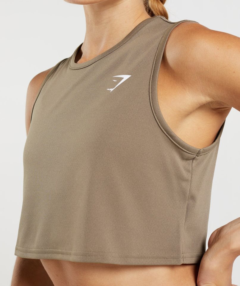 Gymshark Sport Crop Muskelshirt Damen Braun | 10724VCPQ